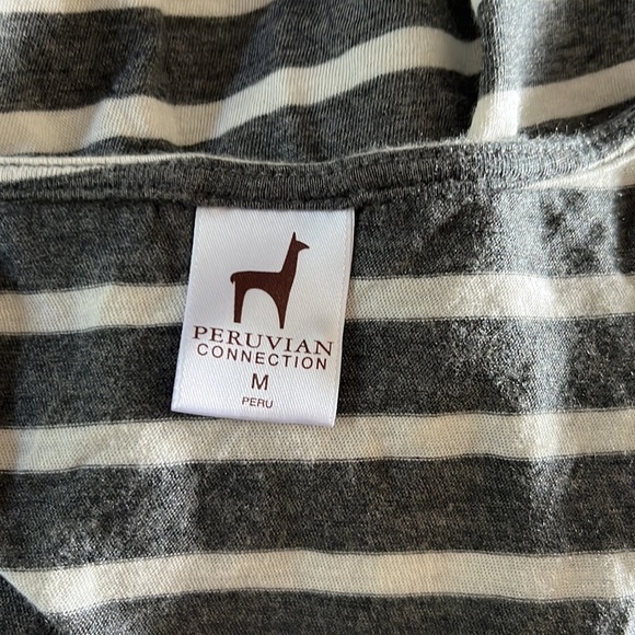 Peruvian Connection Striped Gray Dress with Tie Sleeve Detail - Picture 9 of 12